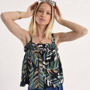 NWT MOLLY BRACKEN Women's  Green Aloha Tank Top - Hot! Size Large